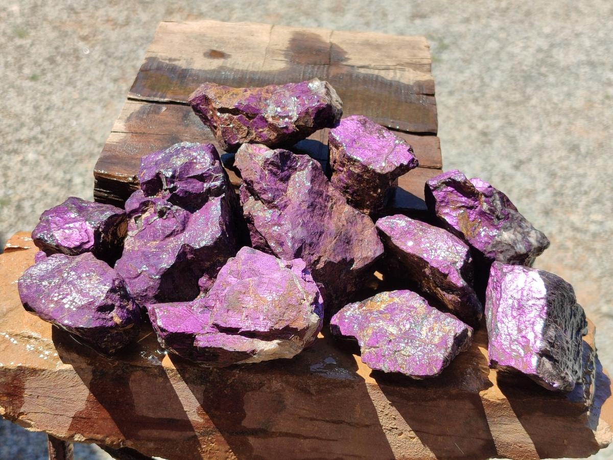 Natural Metallic Purpurite Specimens x 12 From Erongo, Namibia