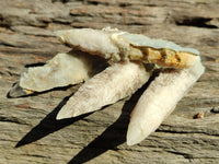 Natural Drusy Quartz Coated Spearhead Calcite Specimens x 35 From Albert's Mountain, Lesotho