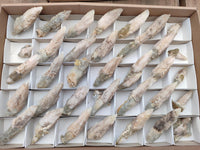 Natural Drusy Quartz Coated Spearhead Calcite Specimens x 35 From Albert's Mountain, Lesotho