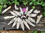 Natural Drusy Quartz Coated Spearhead Calcite Specimens x 35 From Albert's Mountain, Lesotho
