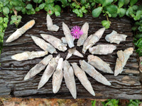 Natural Drusy Quartz Coated Spearhead Calcite Specimens x 35 From Albert's Mountain, Lesotho