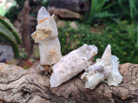 Natural Drusy Quartz Coated Spearhead Calcite Specimens x 35 From Albert's Mountain, Lesotho