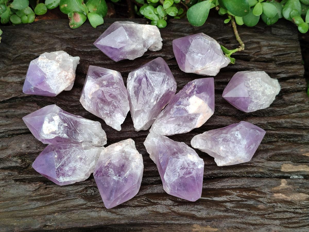 Polished Jacaranda Amethyst Single Crystals x 12 From Mumbwa, Zambia