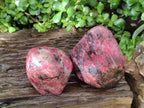 Polished Rhodonite Standing Free Forms x 2 From Rhusinga, Zimbabwe