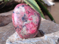 Polished Rhodonite Standing Free Forms x 2 From Rhusinga, Zimbabwe