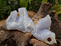Natural Etched Blue Chalcedony Geodes x 12 From Nsanje, Malawi