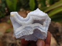 Natural Etched Blue Chalcedony Geodes x 12 From Nsanje, Malawi