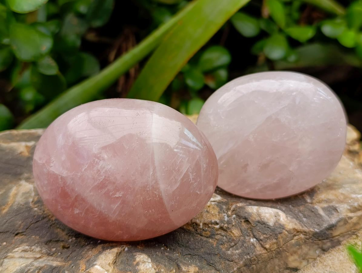 Polished Rose Quartz Palm Stones x 12 From Madagascar