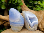 Polished Blue Lace Agate Standing Free Forms x 6 From Nsanje, Malawi