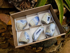Polished Blue Lace Agate Standing Free Forms x 6 From Nsanje, Malawi