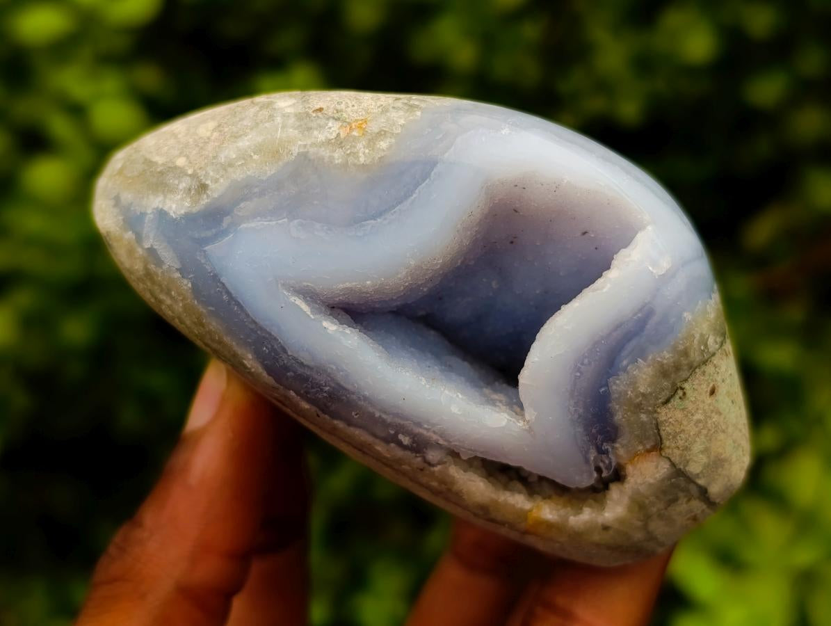 Polished Blue Lace Agate Standing Free Forms x 6 From Nsanje, Malawi