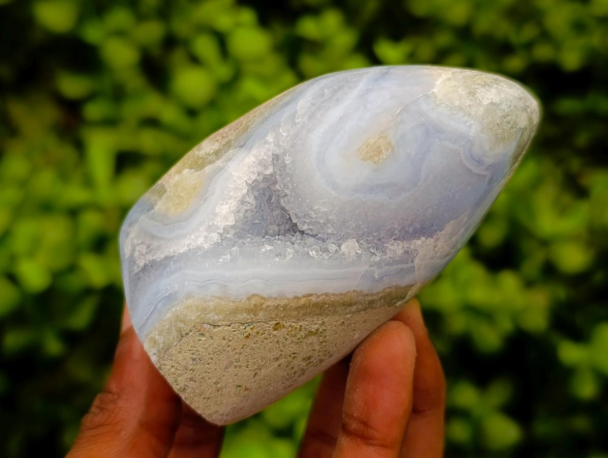 Polished Blue Lace Agate Standing Free Forms x 6 From Nsanje, Malawi