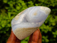 Polished Blue Lace Agate Standing Free Forms x 6 From Nsanje, Malawi