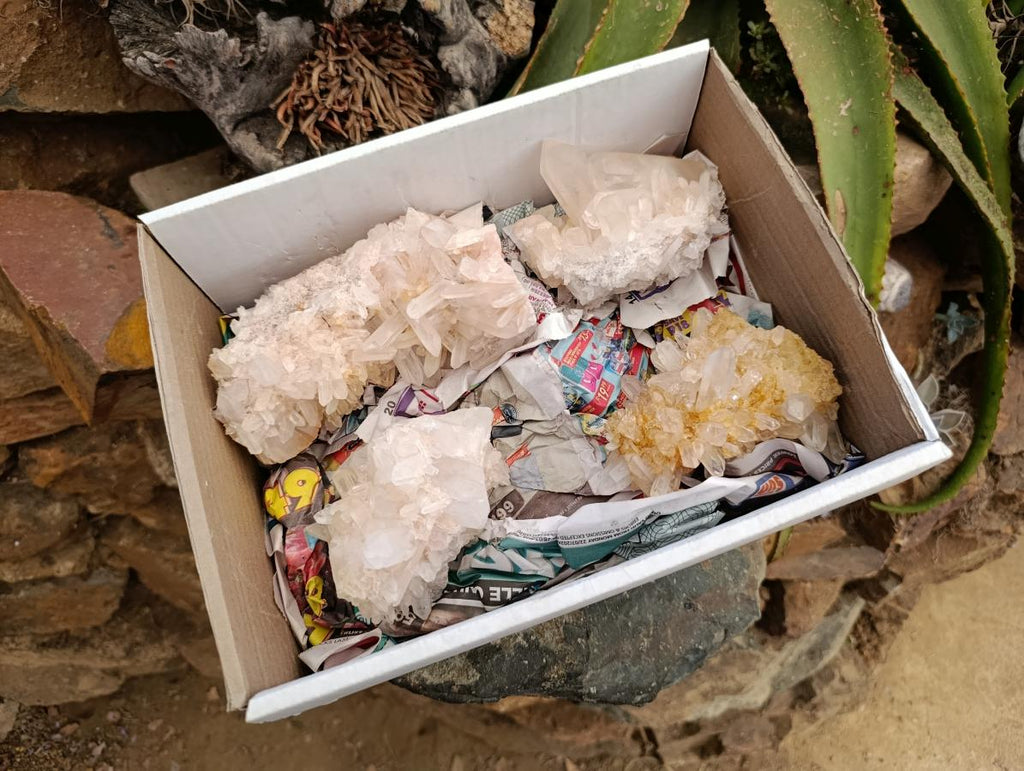Natural Clear Quartz Crystal Clusters x 4 From Madagascar