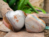 Polished Polychrome Jasper Hearts x 6 From NW Coast, Madagascar