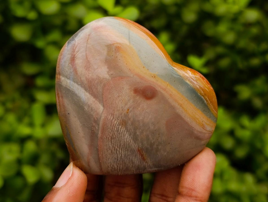 Polished Polychrome Jasper Hearts x 6 From NW Coast, Madagascar