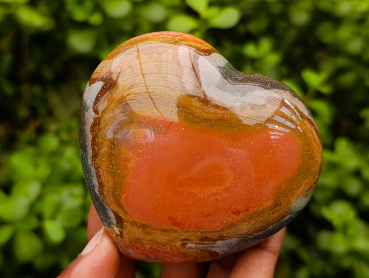 Polished Polychrome Jasper Hearts x 6 From NW Coast, Madagascar