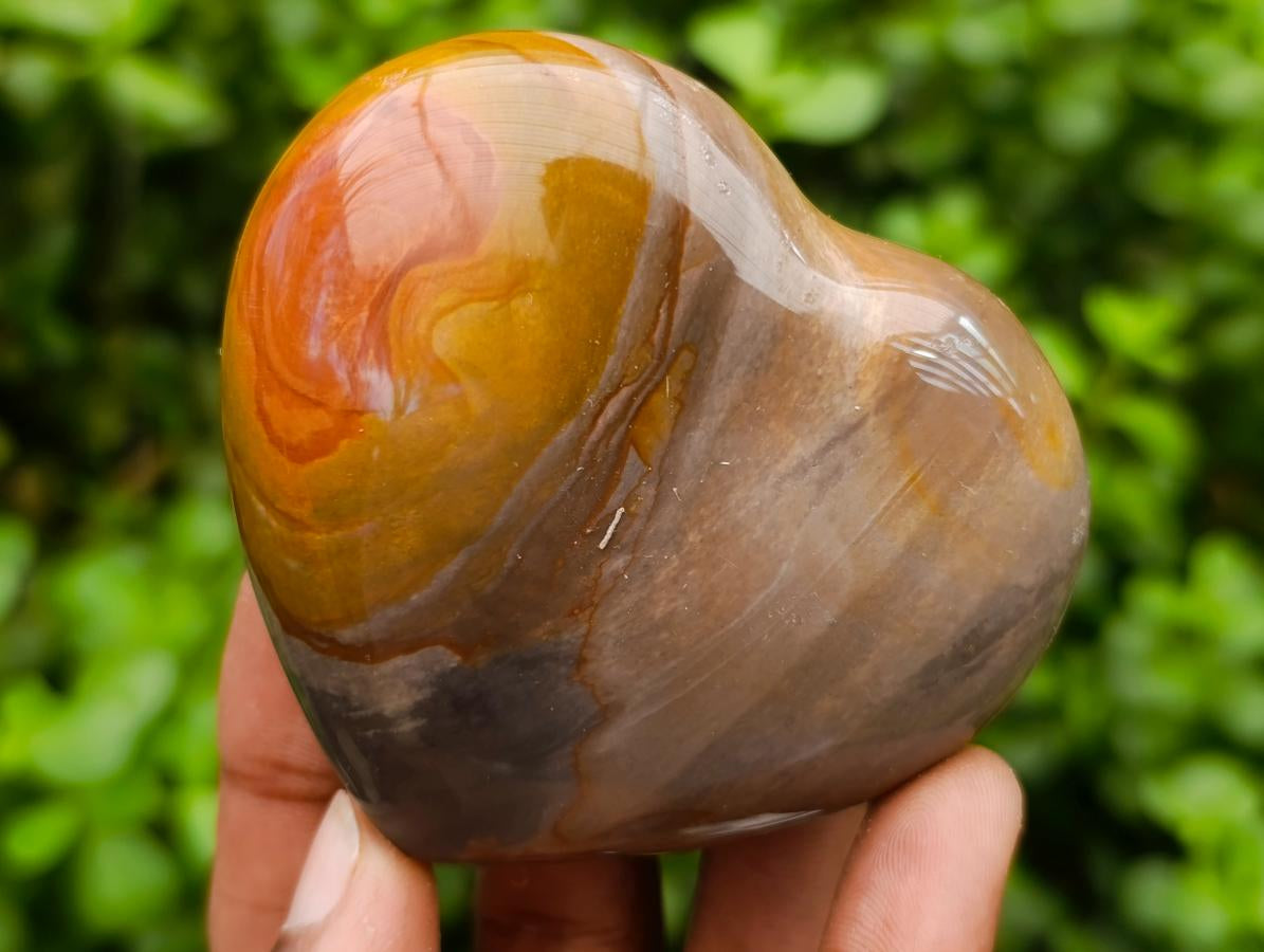 Polished Polychrome Jasper Hearts x 6 From NW Coast, Madagascar