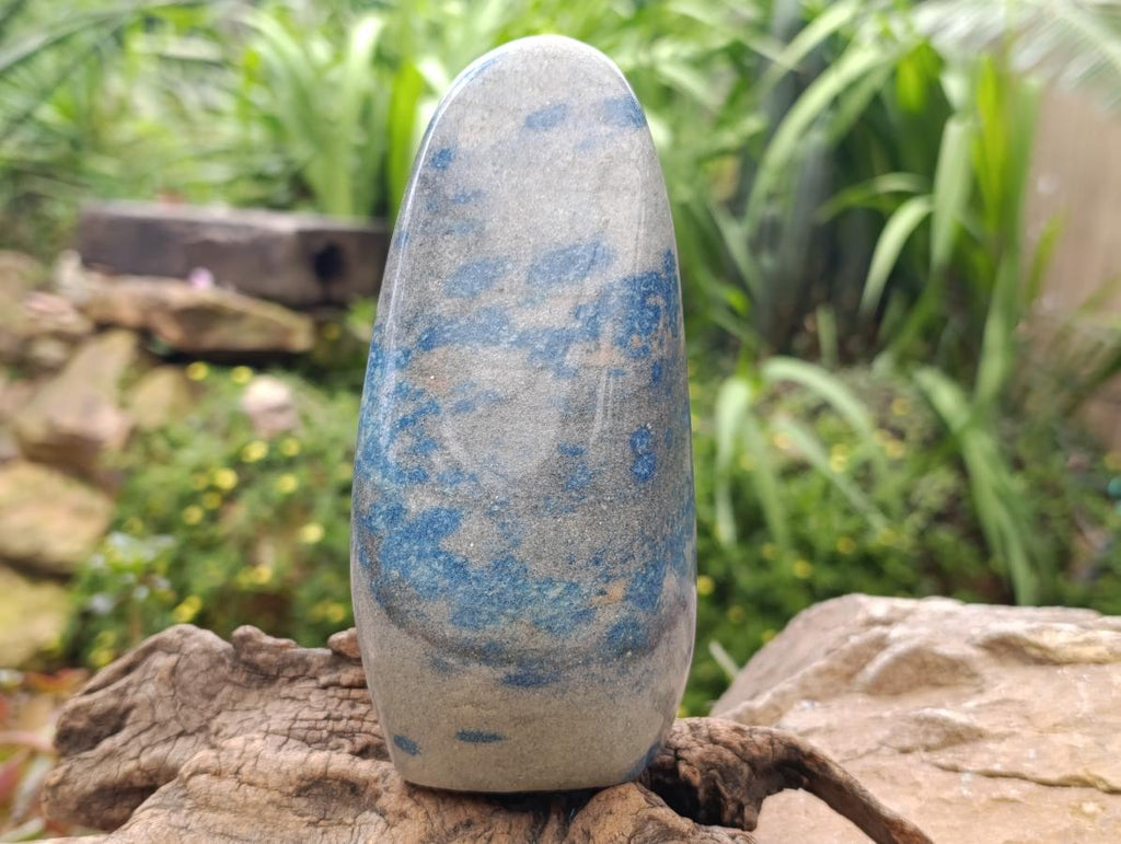 Polished Blue Spotted Spinel in Quartz Standing Free Forms x 2 From Madagascar