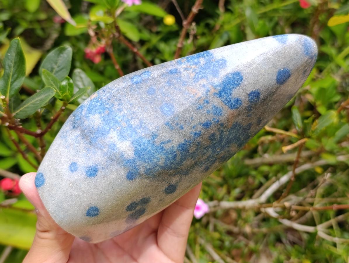 Polished Blue Spotted Spinel in Quartz Standing Free Forms x 2 From Madagascar