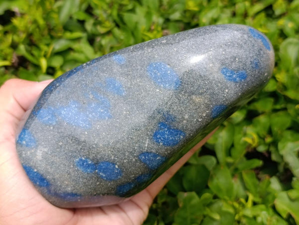 Polished Blue Spotted Spinel in Quartz Standing Free Forms x 2 From Madagascar