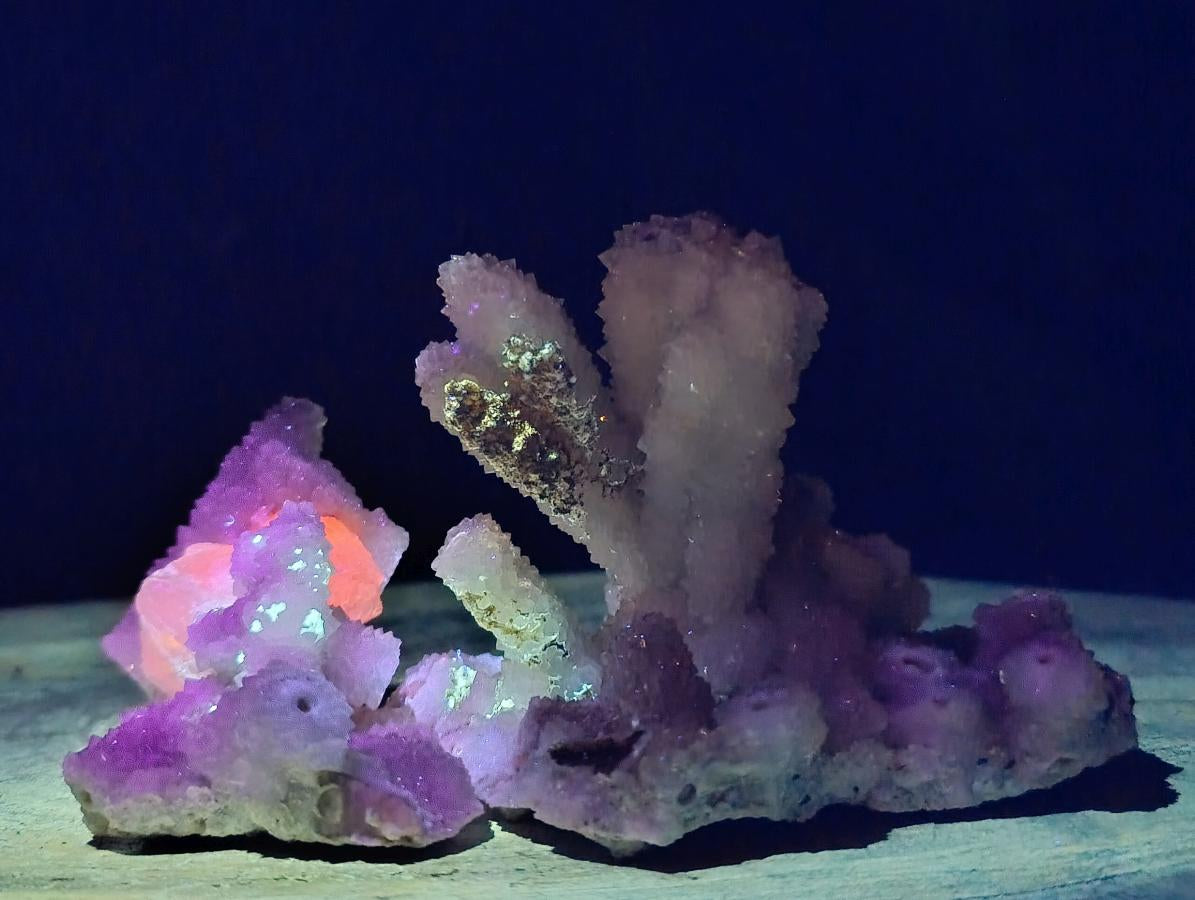 Natural Drusy Snow Quartz Coated Calcite Pseudomorph Specimens x 2 From Albert's Mountain, Lesotho