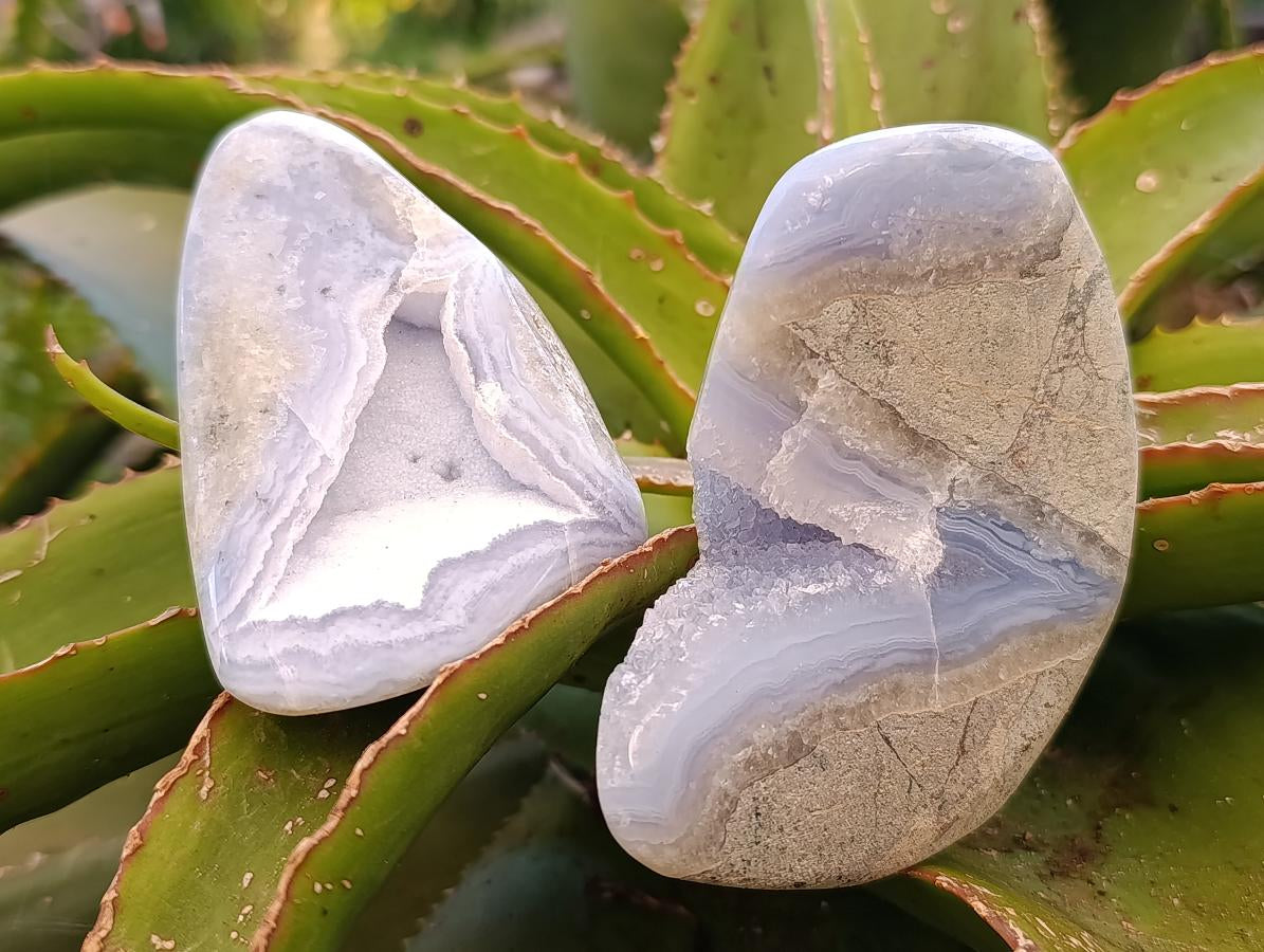 Polished Blue Lace Agate Free Forms x 6 From Nsanje, Malawi