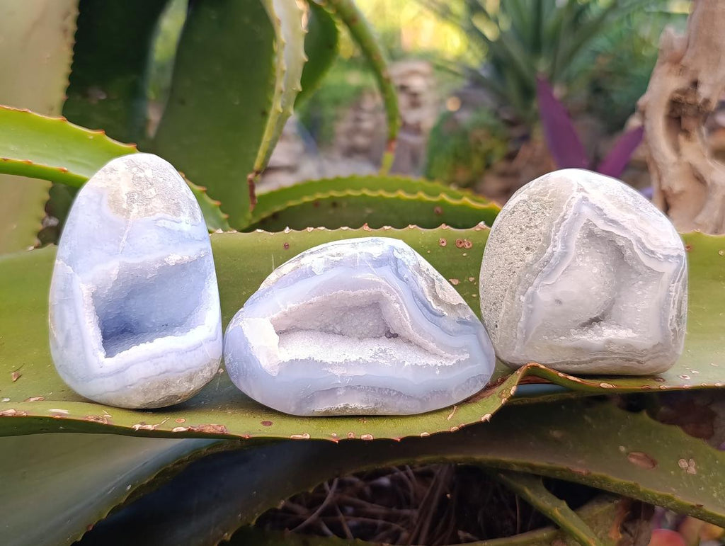 Polished Blue Lace Agate Free Forms x 6 From Nsanje, Malawi