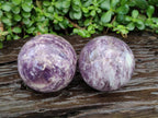 Polished Lepidolite Spheres x 2 From Ambatondrazaka, Madagascar