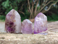 Polished Smokey Window Amethyst Crystals x 12 From Akansobe, Madagascar