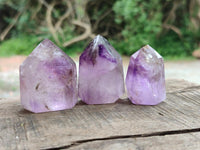 Polished Smokey Window Amethyst Crystals x 12 From Akansobe, Madagascar