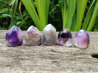Polished Smokey Window Amethyst Crystals x 12 From Akansobe, Madagascar