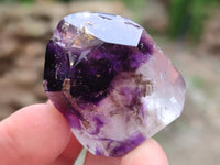 Polished Smokey Window Amethyst Crystals x 12 From Akansobe, Madagascar