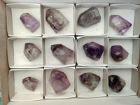 Polished Smokey Window Amethyst Crystals x 12 From Akansobe, Madagascar