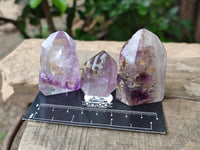 Polished Smokey Window Amethyst Crystals x 12 From Akansobe, Madagascar