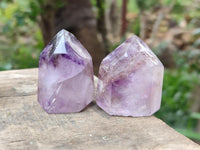 Polished Smokey Window Amethyst Crystals x 12 From Akansobe, Madagascar