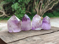 Polished Smokey Window Amethyst Crystals x 12 From Akansobe, Madagascar