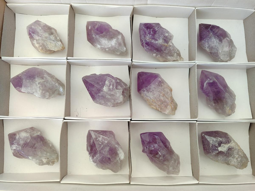 Natural Jacaranda Amethyst Single Crystals x 12 From Mumbwa, Zambia