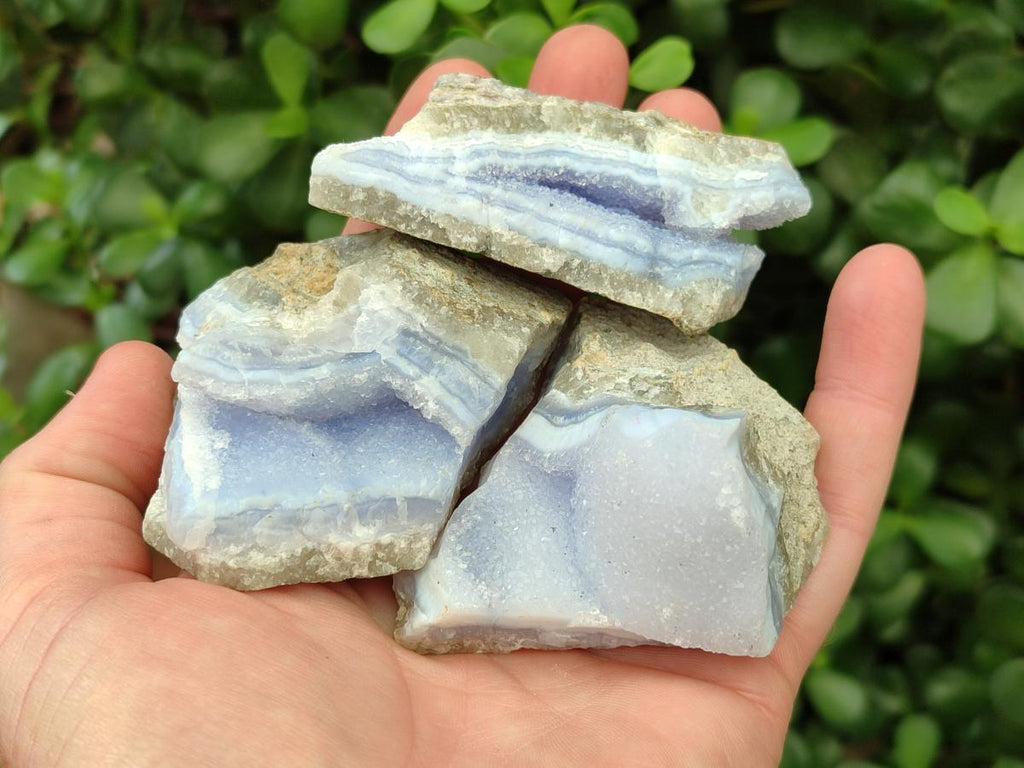 Natural Blue Lace Agate Geode Specimens x 12 From Nsanje, Malawi