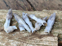 Natural Drusy Quartz Coated Black Tipped Calcite Pseudomorph Specimens x 70 From Albert's Mountain, Lesotho