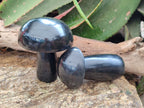 Polished Black Basalt Mushrooms x 3 From Madagascar