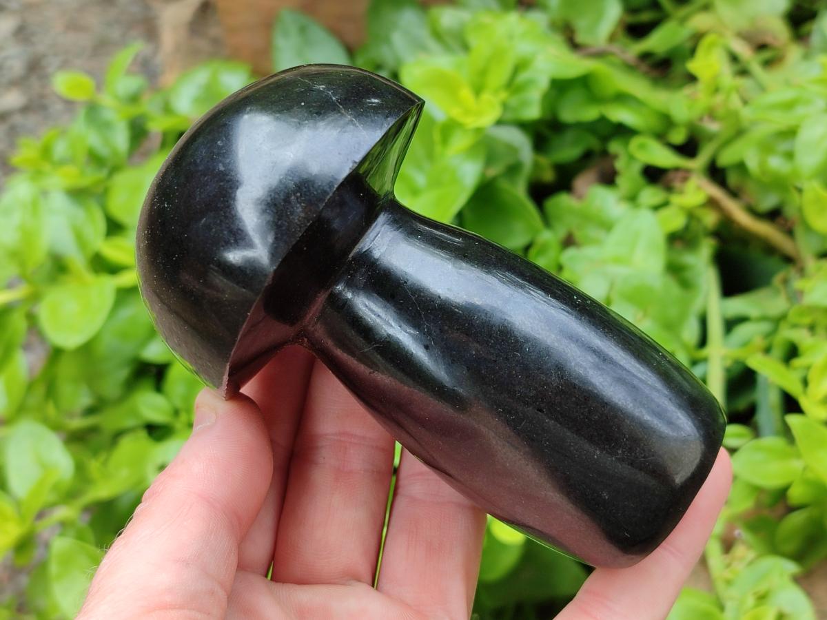 Polished Black Basalt Mushrooms x 3 From Madagascar