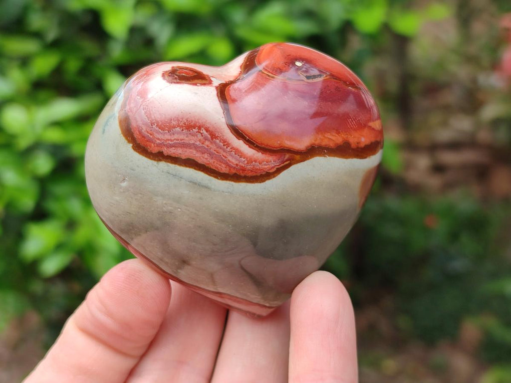 Polished Polychrome Jasper Hearts x 6 From NW Coast, Madagascar