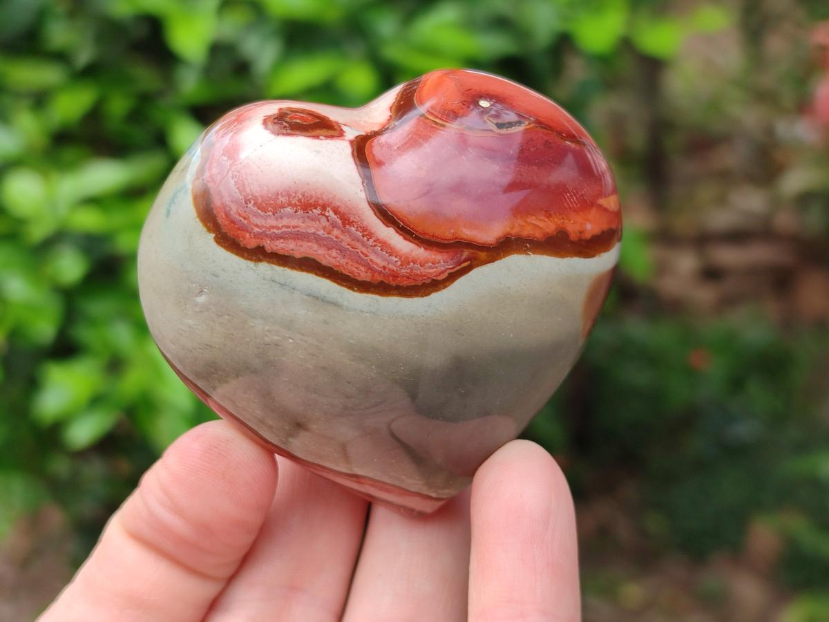 Polished Polychrome Jasper Hearts x 6 From NW Coast, Madagascar