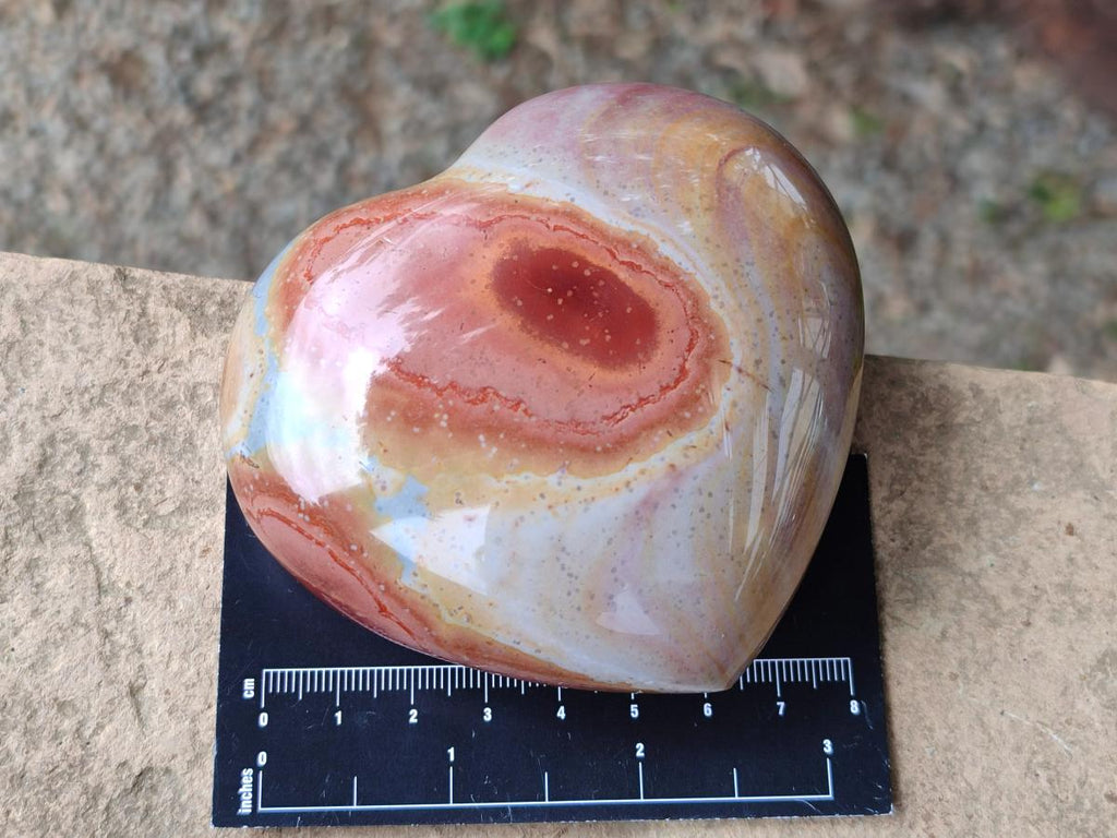 Polished Polychrome Jasper Hearts x 6 From NW Coast, Madagascar