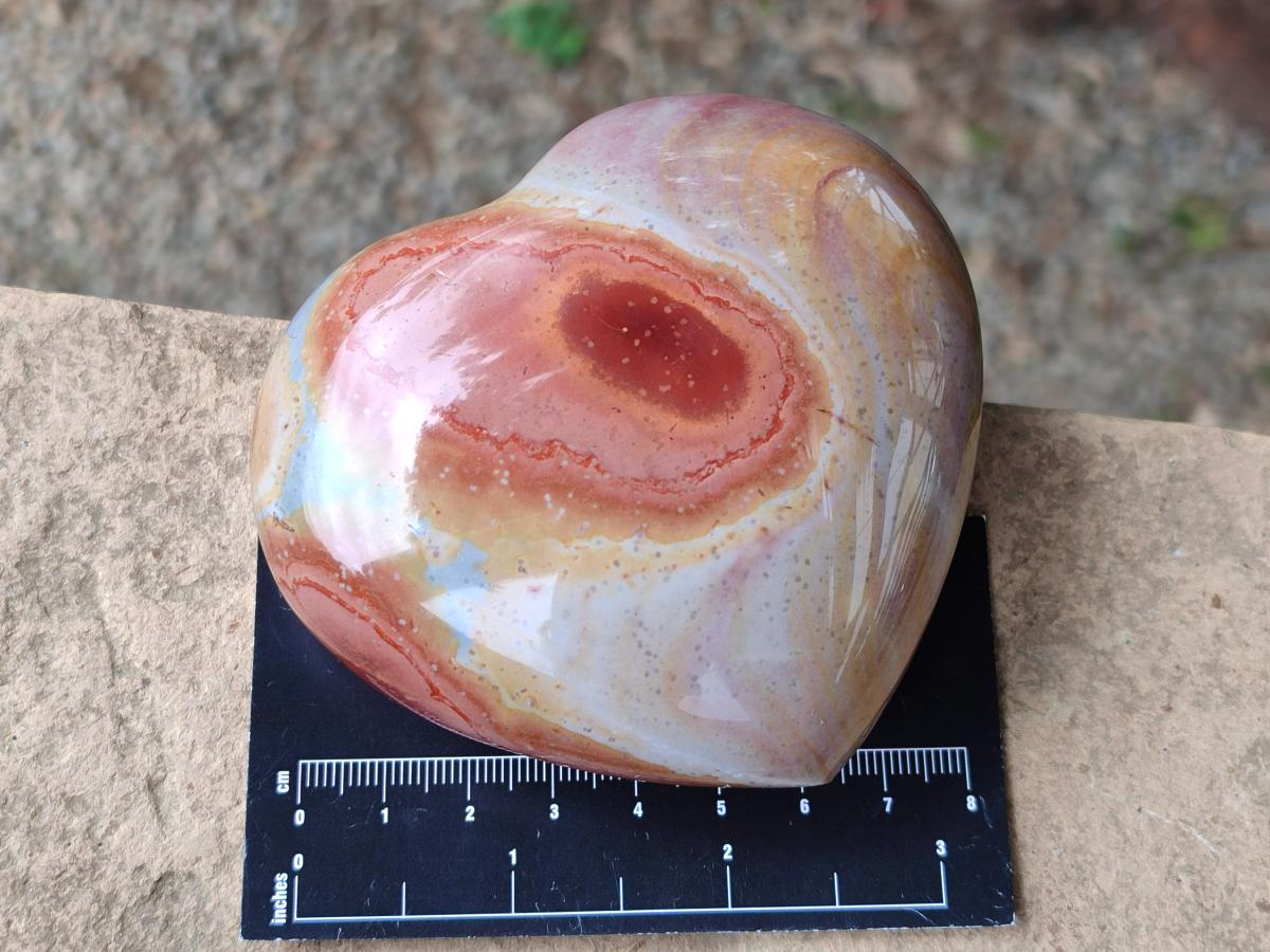 Polished Polychrome Jasper Hearts x 6 From NW Coast, Madagascar