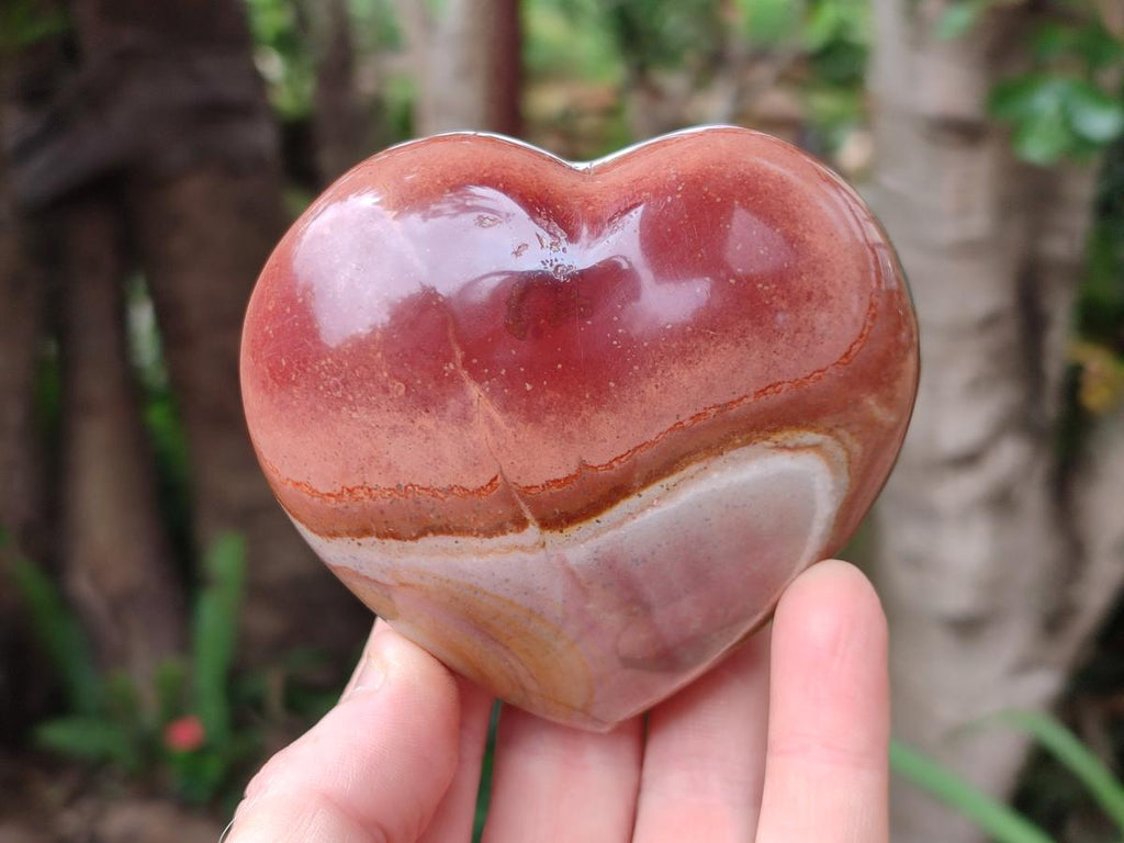 Polished Polychrome Jasper Hearts x 6 From NW Coast, Madagascar