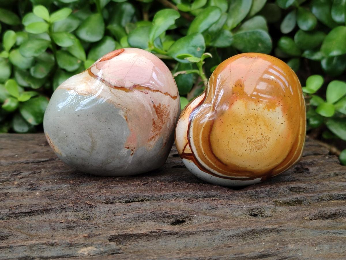Polished Polychrome Jasper Hearts x 6 From NW Coast, Madagascar