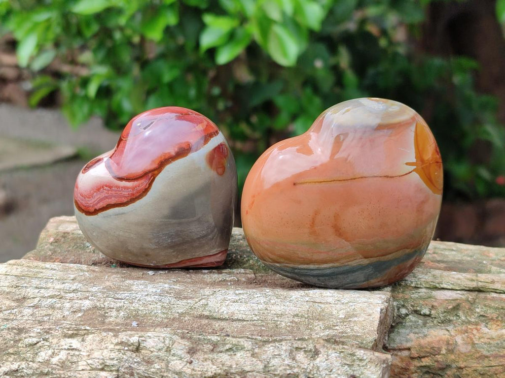 Polished Polychrome Jasper Hearts x 6 From NW Coast, Madagascar