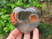 Polished Polychrome Jasper Hearts x 6 From NW Coast, Madagascar